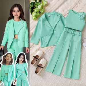 Girl's Casual Korean Wide-leg Pants Set