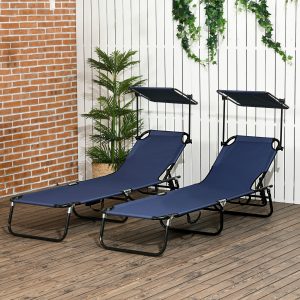 Folding Chaise Lounge Pool Lounge Chairs Set of 2