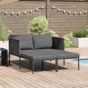 sun lounger with cushion, anthracite, 115 x 153