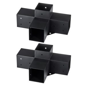Pergola Bracket Kit 10.2 Cm X 10.2 Cm, Inner Size 9.1 Cm X 9.1 Cm 2pcs 4-Way Heavy Duty Corner Bracket Woodworks DIY Post Base Kit, Easy Installation Wooden Beams For Gazebos, Patio Pergolas