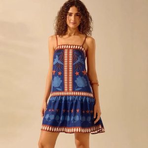 New Women's Elegant One-shoulder Printed Casual Strapless Dress