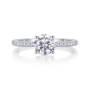 With You - A Wedding Ring Set With 1-2-3-5-10 Carat Top-quality Moissanite S925 Silver And Platinum-plated Diamond. The Ring Can Be Inspected With A Diamond Pen