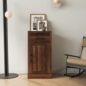 Brown Walnut Color Modular Wine Bar Cabinet Buffet Cabinet With Hutch For Dining Room
