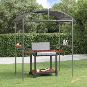 Grill Pavilion with Side Shelves Anthracite 220x115x230 cm Steel