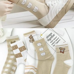 5 Pair Patterned Women Socks Soft Comfortable Daily Use