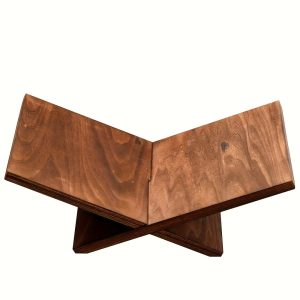 An Elegant Wooden Book Display Rack With A Cross-frame Design - Suitable For Coffee Table, Textbooks, And Magazines - Natural Wood Grain Finish, Modern Design, Bookshelf Display