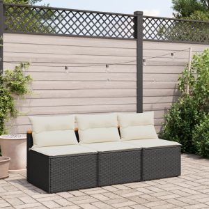 Garden Sofas without Armrests with Cushions, 2 Pieces