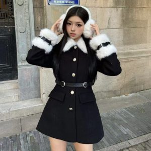 Patchwork Easy Matching Fur Collar Coat