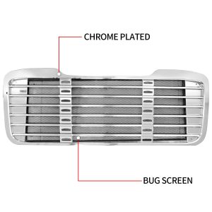 Complete Chrome Grille Fit For 2003-2015 Freightliner M2, With Bug Screen, Complete Chrome Plated