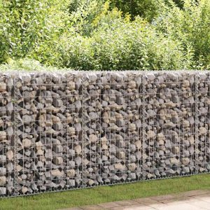 Gabion wall with cover, galvanized, 80×20×100 cm
