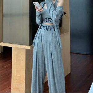 Outerwear Wide-leg Pants Vest Casual Sportswear Set