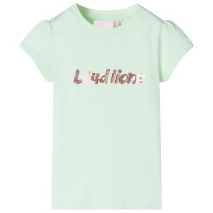 Children's T-shirt with flutter sleeves, light green, size 116.