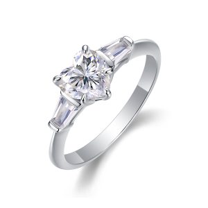 Love Comes From The Heart - A Wedding Ring Set With Top-quality Moissanite S925 Silver And Platinum-plated Diamond Can Be Tested With A Diamond Pen