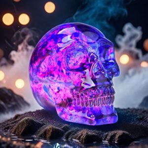 Pink And Blue Floral Skull Ornaments