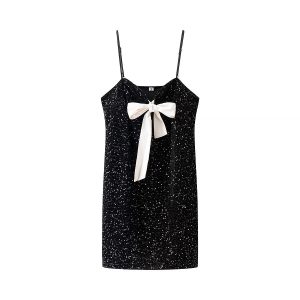 Women's Sequin Bow Strap Short Dress