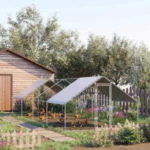 Chicken Run 9.8' x 26.2' x 6.6' with Waterproof and Anti-UV Cover for Outdoor and Yard Farm Use
