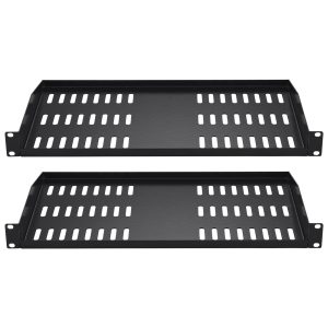 2PCS 1U Server Rack Shelf, 10"/254 Mm Depth, 50 Lbs Max Load Capacity Vented Cantilever Or Wall Mount Rack Mount Shelf With Tray, Good Air Circulation For 19" Network Cabinet Or Equipment Rack