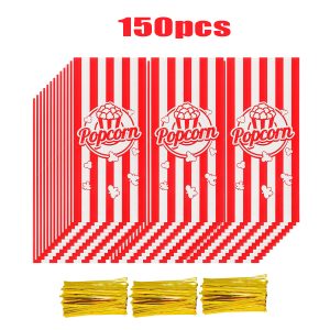 150 Pcs Plastic Popcorn Bags