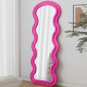 Flannel Full Length Wave Rose Floor Mirror  For Bedroom Living Room Hanging Or Against The Wall