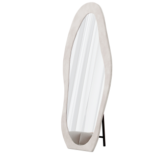 Full Length Mirror, 63x 24 Floor Mirror Wall Mirror, Flannel Wrapped Wooden Frame Floor Mirror,Irregular Wavy Mirror Standing Halling Large Wall Mirror For Bedroom,Living Room, Dressing Room White