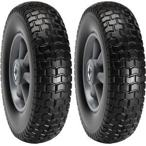 Solid PU Run-Flat Tire Wheel, 10', 2-Pack, 180 Lbs Dynamic Load, 220 Lbs Static Load, Flat Free Tubeless Tires And Wheels For Hand Truck, Utility Cart, Dollies, Garden Trailers, Various Carts