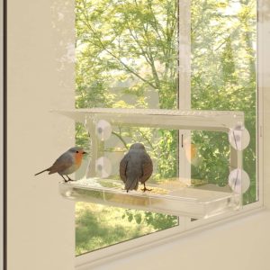 Window Bird Feeders, 2 pcs., Acrylic, 30x12x15 cm