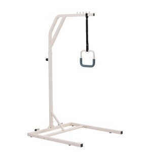 Trapeze Bar For Bed Mobility, Height-Adjustable Free Standing Trapeze Bar With 2 Wheels, 300LBS Capacity Bed Pull Up Assist For Elderly Disabled, Ideal For Hospital, Nursing Home & Home Care