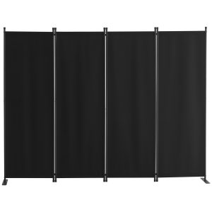 Room Divider,4 Panel Room Dividers And Folding Privacy Screens, Fabric Partition Room Dividers For Office, Bedroom, Dining Room, Study, Freestanding, Black