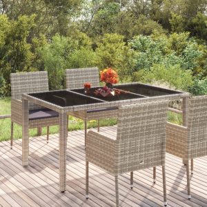 garden table with glass top 150x poly rattan
