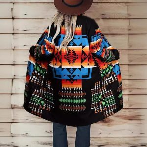 Retro Style Color Block Printed V-neck Knit Women's Top