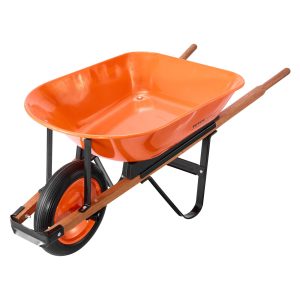 Wheelbarrow Cart, 5 Cu. Ft. Load & 330 Lbs Capacity, One Wheel Garden Dump Cart, Garden Wagon With Metal Handle &  16" Wide Track Wheels, Easy Loading Utility Yard Cart & Wagons For Lawn Farm
