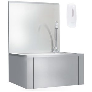 Hand Wash Basin with Faucet and Soap Dispenser, Stainless Steel