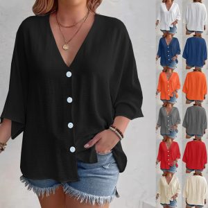 Ladies' Fashion Solid Color Button Cardigan Long Sleeve