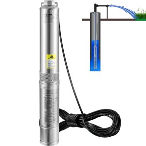 Deep Well Submersible Pump, 1HP 115V/60Hz, 37gpm Flow 207ft Head, With 33ft Electric Cord, 4" Stainless Steel Water Pump For Industrial, Irrigation&Home Use, IP68 Waterproof Grade