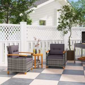 Outdoor Bistro Set Patio Furniture with Cushions for Porch