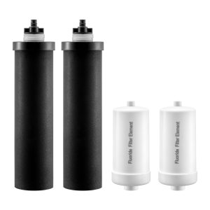 Water Filters Replacement, Purification Elements, Replacement Filters, Gravity Water Filter System, Compatible With Most Brands, Pack Of 4 (2 Activated Carbon Filter + 2 Defluorination Filter)