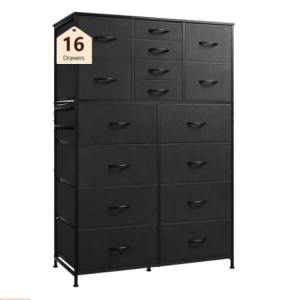 16 Drawer Dresser With Fabric Bins, Sturdy Steel Frame And Wood Top