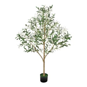 150cm Artificial Olive Tree With Black Pot, Tall Fake Tree With Natural Wood Trunk & Realistic Green Leaves And Fruits, Indoor Faux Plant For Home, Office, Living Room, Corner Decor