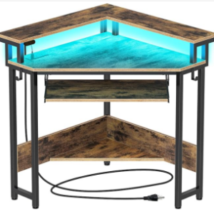 Corner Desks, Small Desks And Sockets, Corner Desks, Small Spaces, Triangular Desks With Lights And Storage For Home Offices