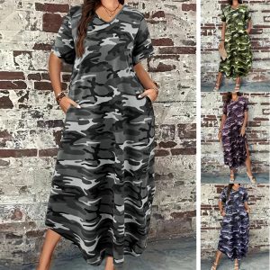 Camouflage Print Dress Women's Comfortable Casual