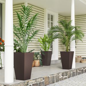 Set of 3 Tall Planters with Drainage Hole