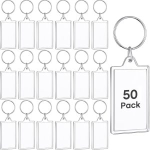 50-pack Transparent Acrylic Photo Keychains, Blank Photo Insert Key Rings, DIY Personalized Gifts, Perfect For Family And Friends