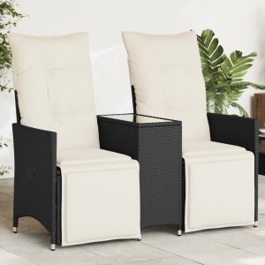Garden Sofa 2-Seater Adjustable with Table Poly Rattan