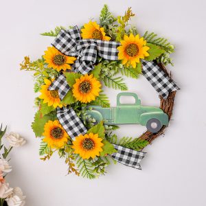 Sunflower Car Wreath Bee Festival Vine Wreath Door Hanger