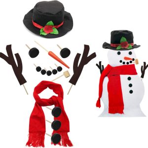 1Set 16Pcs Snowman Decorating Dressing Kit Winter Party Kids Outdoor Toys Christmas Decoration Gift Hat Scarf Eye Mouth Nose Accessories