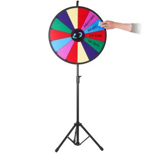 61 Cm Color Prize Wheel Tripod Floor Stand Color Prize Wheel 14 Slots Dry Ease Fortune Spinner Fortune Spinning Game