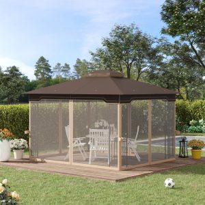 10' x 13' Patio Gazebo Frame Outdoor Canopy Shelter with Sidewalls