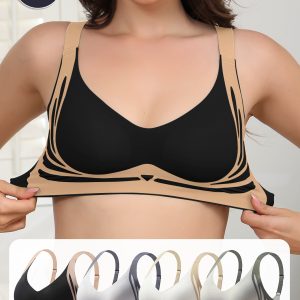 4PCS EssElegance Push-Up Seamless Bra Set - Adjustable Straps & Wire-Free Support For Daily Wear, Ultra-Soft Breathable Fabric