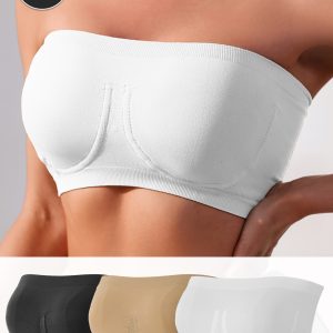 3PCS EssElegance Strapless Seamless Bandeau Tube Bra - Wire-Free Non-Slip Design, High-Stretch & Breathable For Backless Dresses, Daily Comfort