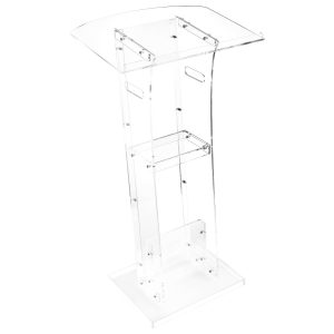 Podium Stand 43 In Portable Acrylic Lectern Storage Shelf Wide Reading Surface
